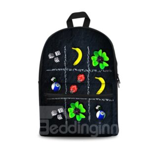 3D Nine Block Box with Leaves and Bananas Pattern School Outdoor for Man&Woman Backpack