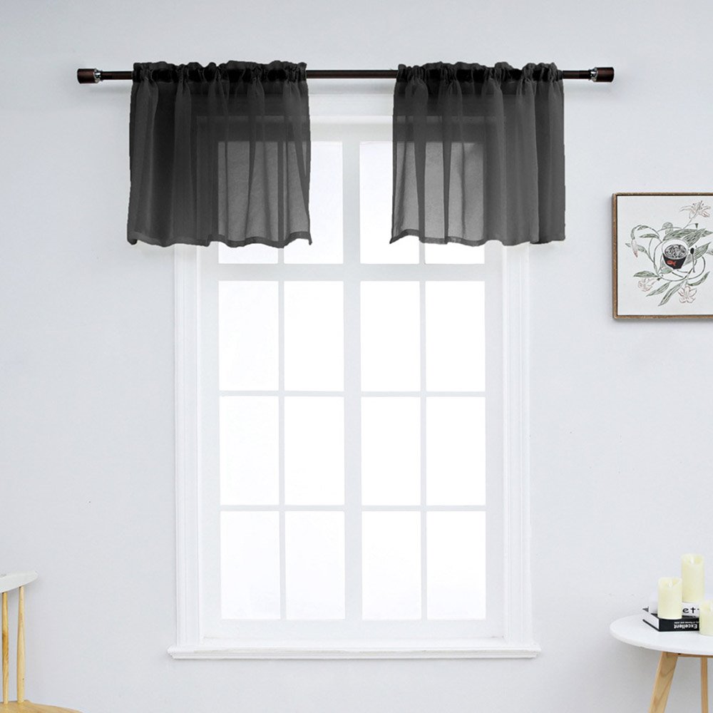 Modern Simple Solid Color Window Valance 1 Pc Sheer Voile Valance for Kitchens Bathrooms Basements & More - Image 9