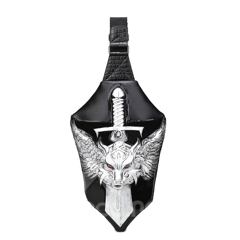 3D Dragon Sword Backpack PU Leather Rucksack Shoulder Bag - Image 3