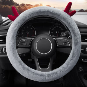 Deer Route Car Steering Wheel Cover, Microfiber Leather Car Interior with Anti-Slip Design, Universal 15 Inch Automotive Wheel Cover