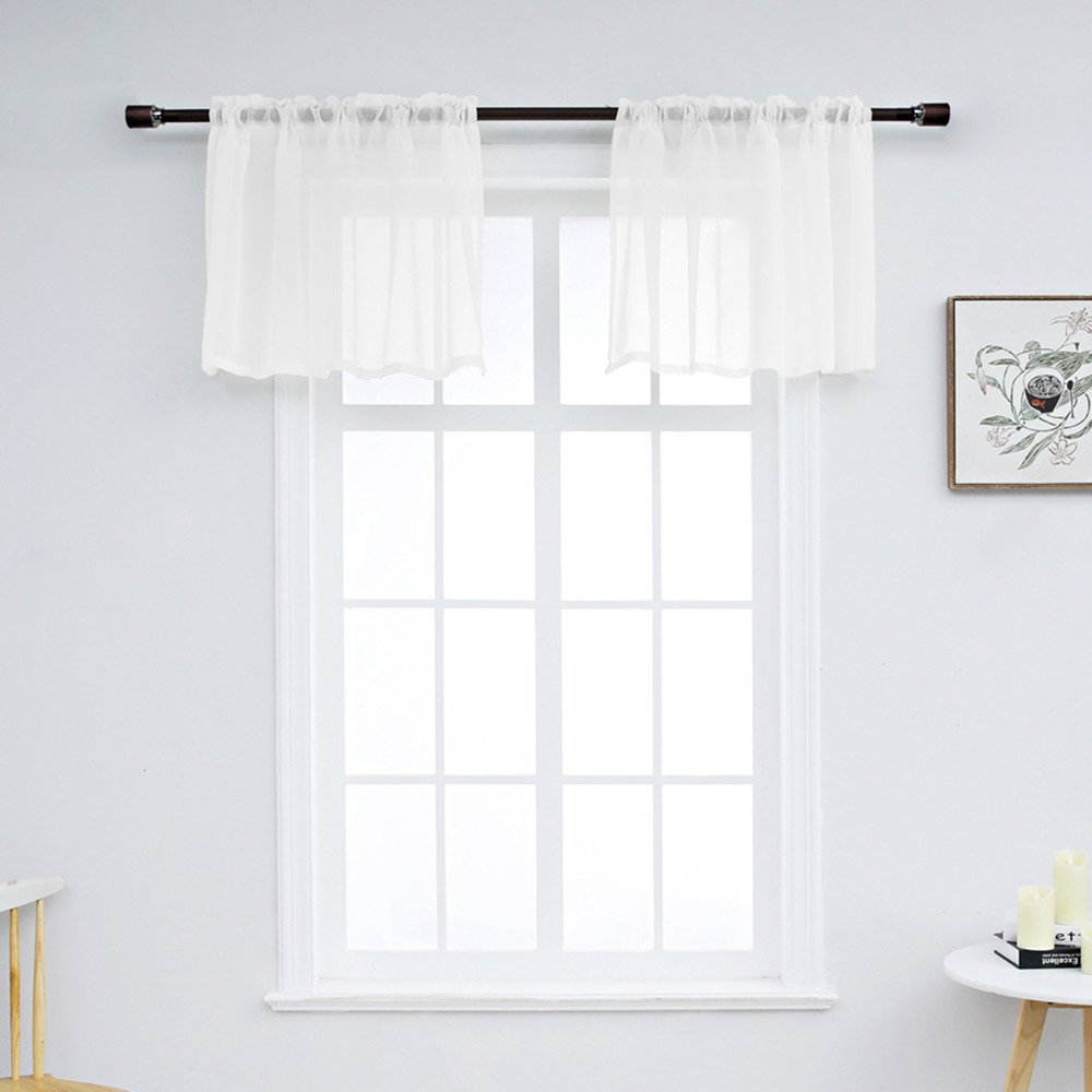 Modern Simple Solid Color Window Valance 1 Pc Sheer Voile Valance for Kitchens Bathrooms Basements & More - Image 15