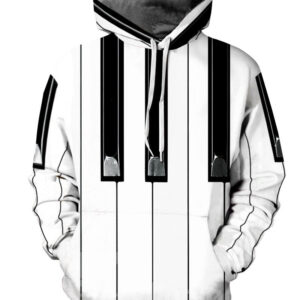 Long Sleeve Piano Key Pattern 3D Painted Hoodie
