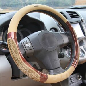 Comfortable and Classical Pecan Anti-Skidding Steering Wheel Covers Suitable for Most Round Steering Wheels