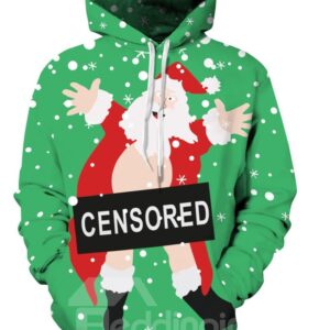 Santa be Censored Christmas Long Sleeve 3D Pattern Hoodie