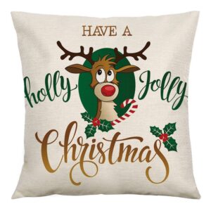 Merry Christmas Pillowcase Square Cushion Cases Bed Sofa Pillowcases New Year Decoration 18x18 inches 1 Piece