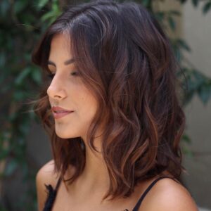 Stylish Elegant Middle-Length Wavy Human Hair Lace Front Cheap Wigs 16 Inches