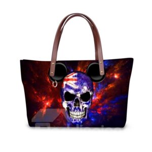 Angry Skeleton UK Flag Waterproof Sturdy 3D Printed for Women Girls Shoulder HandBags