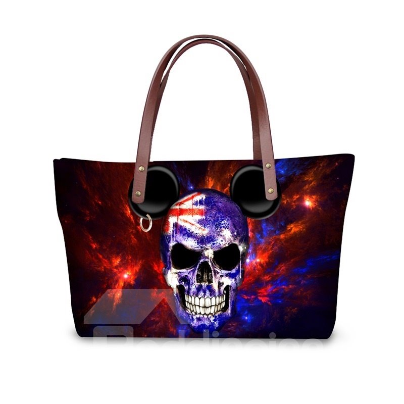 Angry Skeleton UK Flag Waterproof Sturdy 3D Printed for Women Girls Shoulder HandBags
