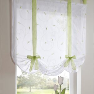 Printed-Line Shade Pastoral Style Window Decor for Kitchen