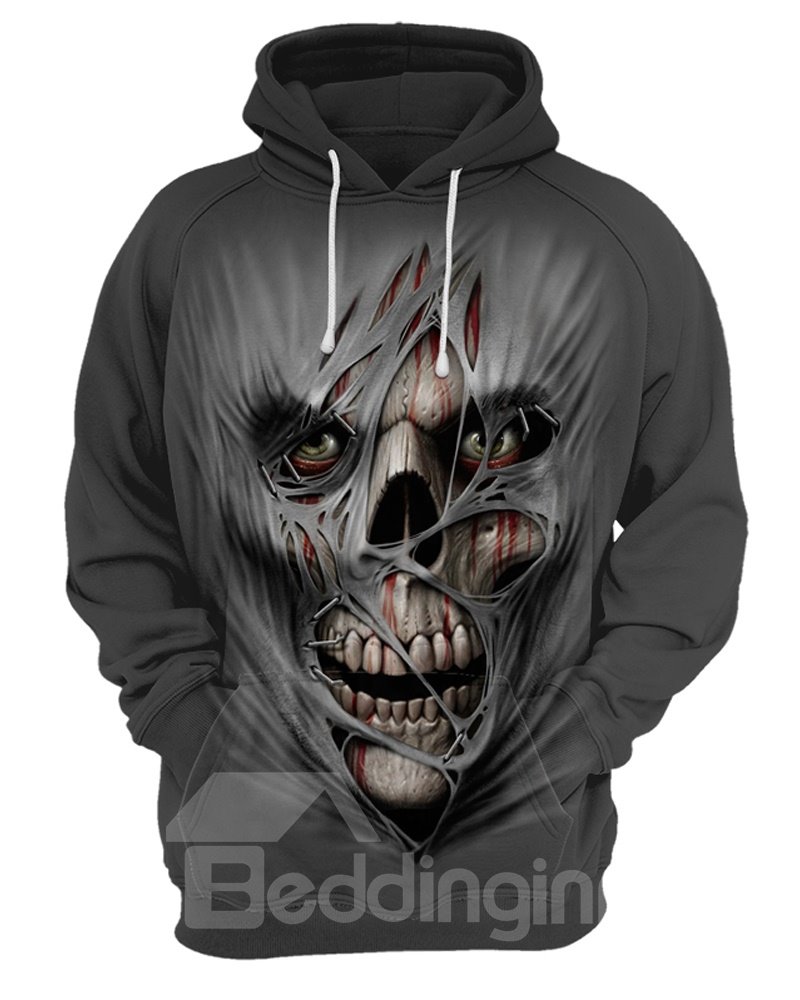 Halloween Casual Style Polyester Kangaroo Pocket 3D Painted Hoodie - Image 5