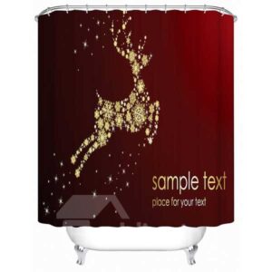 Golden Reindeer Print 3D Shower Curtain