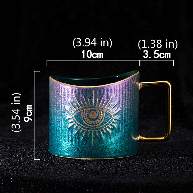 Evil Eye Coffee Mug Tea Cup for Office and Home, 14.7 Oz Capacity Purple Gradient Color Ceramic Mug - Image 3