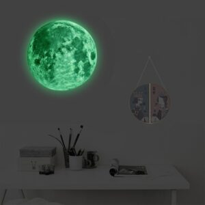 Glow in the Dark Moon Wall Art Stickers Night Light Glowing Wall Decal with Removable Adhesive for Boy and Girl Bedroom Party Decor Child¡¯s Playroom Baby Nursery or Classroom