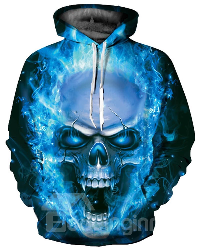 Cool Long Sleeve Skull Roar Pattern 3D Painted Hoodie - Image 3
