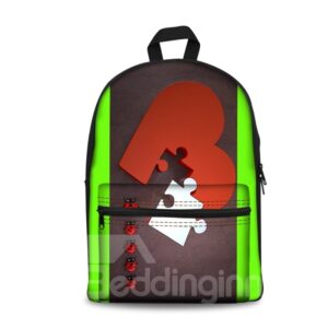 Red Pieces of Heart Pattern Washable Lightweight 3D Printed Backpacks