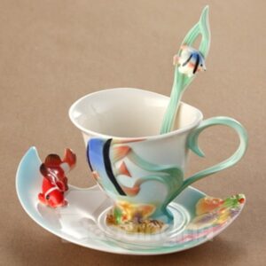 Modern Design Fishes Pattern Cup Set Painted Pottery