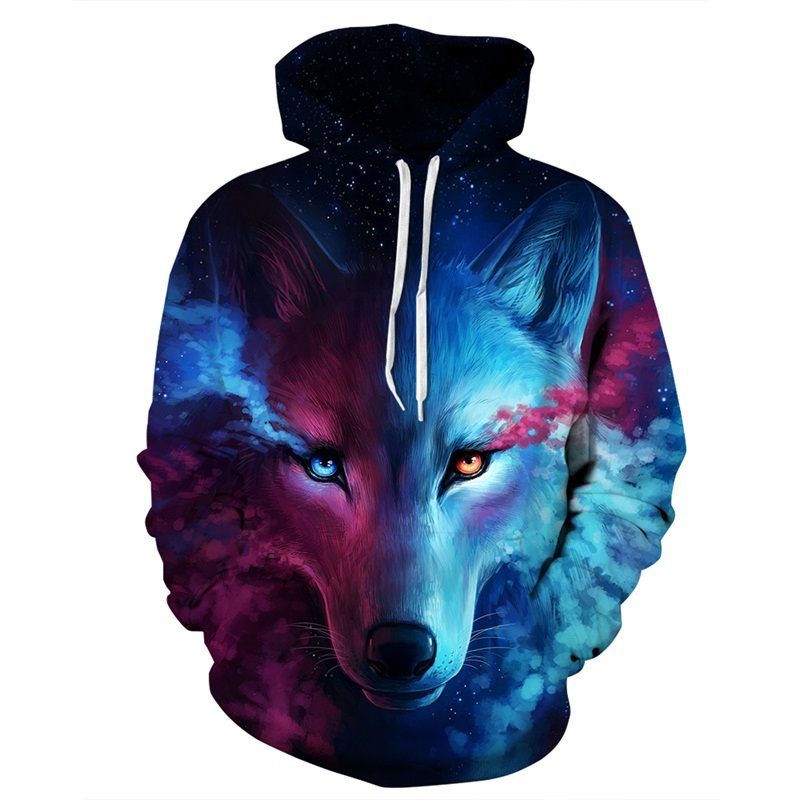 Unisex Realistic 3D Digital Print Pullover Hoodie Hooded Sweatshirt Wolf - Image 2