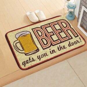 Beer Flannel Outdoor Easy Clean Rubber Non Slip Backing Entry Way Doormat For Patio Front Door Exterior Doors