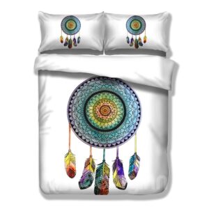 3D Dream Catcher Printed Polyester 3-Piece White Bedding Sets/Duvet Covers