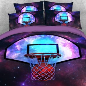 Basketball Comforter Set 5-Piece Set Galaxy Polyester Bedding Set Hassle-free Hidden Zipper Closure