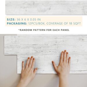 Urban Decor Wall Panels, Easy Peel and Stick self Adhesive Vinyl Tiles for Kitchen Bedroom Doorways Backsplash Planks with Vintage Farmhouse Wood Pattern (Vintage White)
