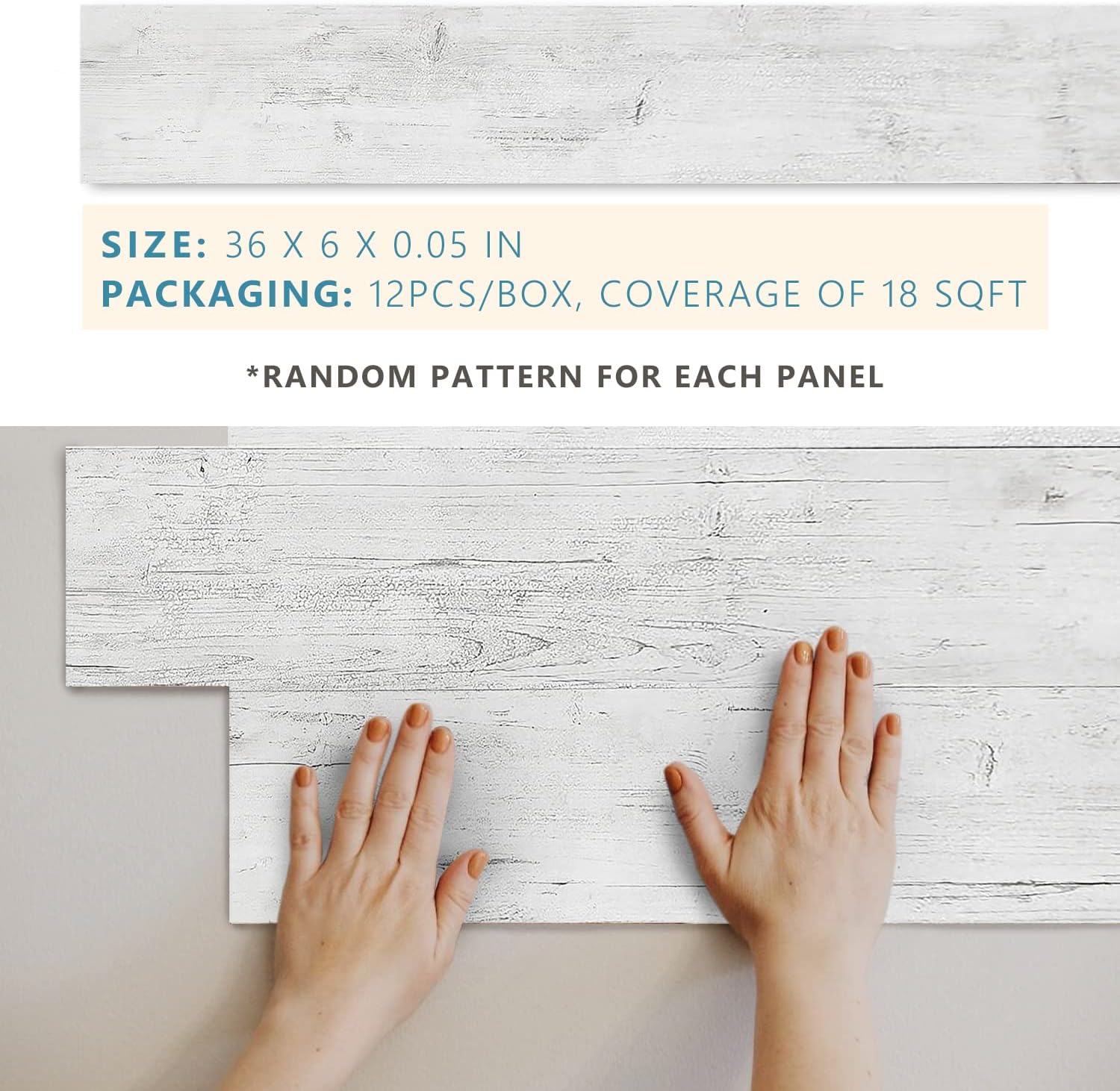 Urban Decor Wall Panels, Easy Peel and Stick self Adhesive Vinyl Tiles for Kitchen Bedroom Doorways Backsplash Planks with Vintage Farmhouse Wood Pattern (Vintage White)