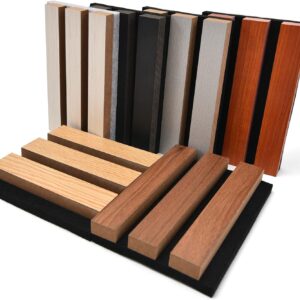 Art3d Wood Slat Acoustic Panels for Stylish Decor and Noise Reduction, 3D Textured Panel for Ceiling and Wall, Samples Pack