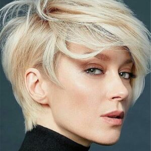 Short Hairstyle Natual Straight Human Hair With Feminine Layers Women 12 Inches 130% Wigs