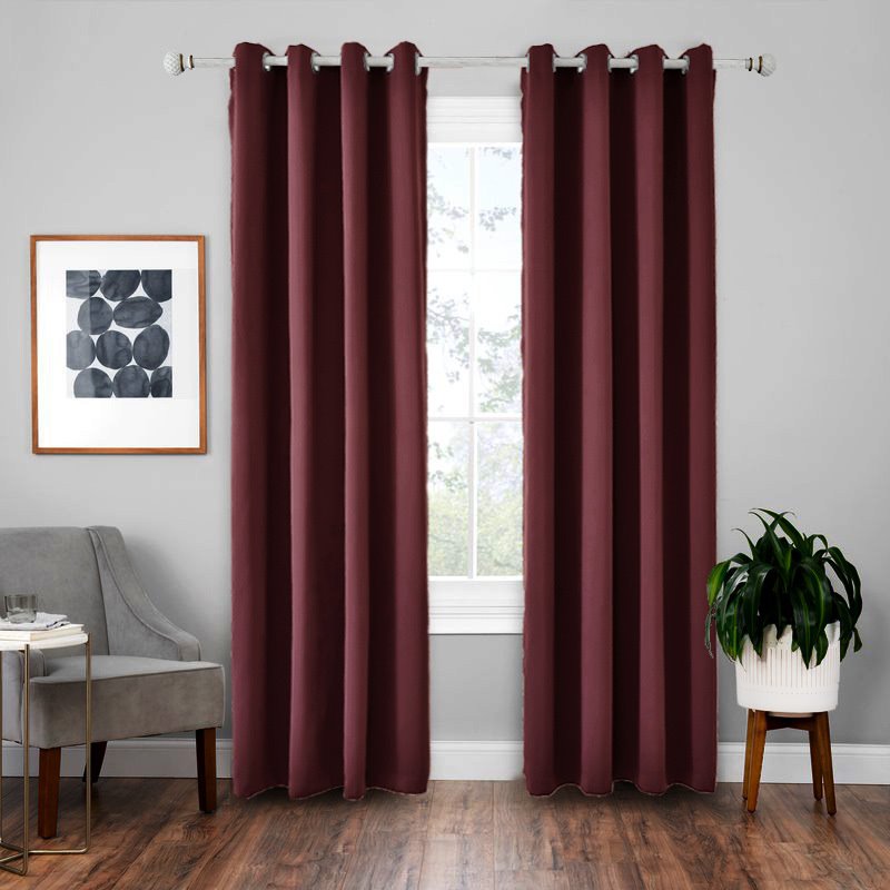 Blackout Curtains High Shading Rate Pure Color for Bedroom Grommets Thermal Insulated Textured Polyester Curtains for Living Room - Image 21
