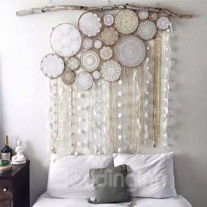 White Pink Handmade Dream-catcher with Tassels Bohemian Style Wall Decor