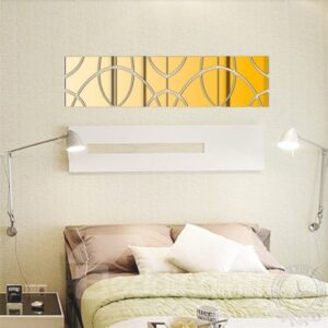 28 Pieces Square Shape 3D Acrylic DIY Mirror TV and Sofa Background Wall Stickers