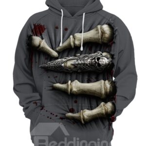 Skull Halloween Loose Model Kangaroo Pocket 3D Painted Hoodie