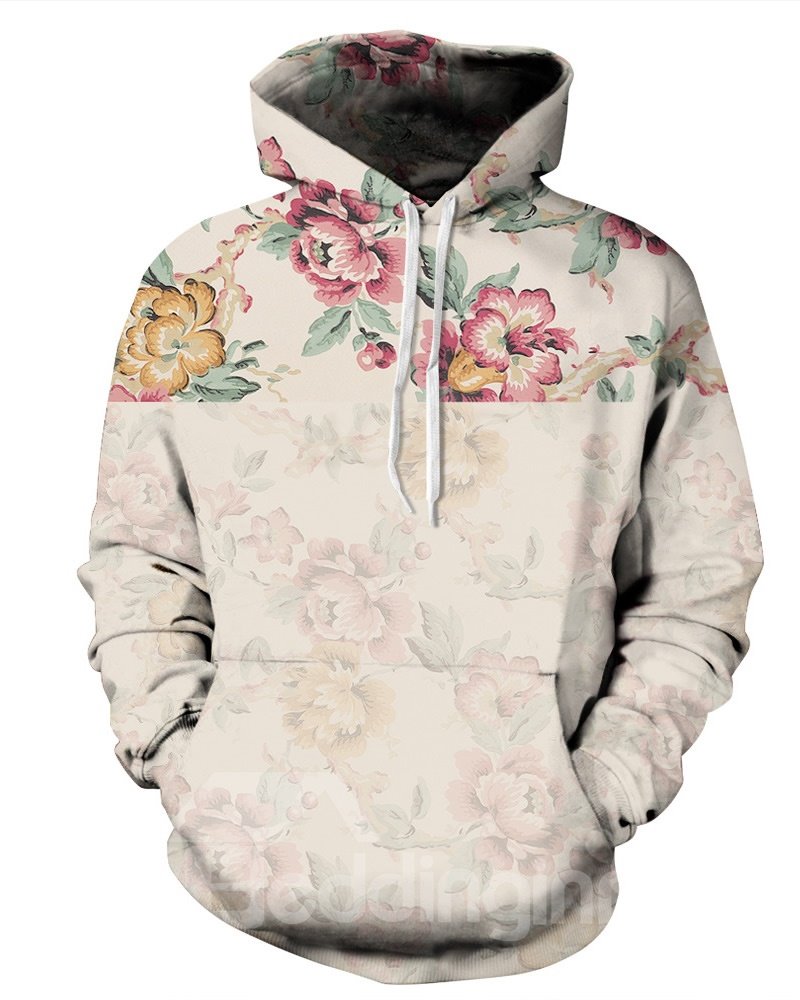Amazing Long Sleeve Flower Pattern 3D Painted Hoodie - Image 2