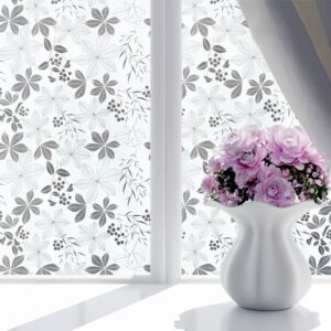3D Pastoral Leaves Glass Static Sticker No-glue Adiabatic Decorative Privacy Window Film