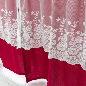Korean Romantic Lace Floral Window Valance 1 Pc Short Polyester Valance for Kitchens Bathrooms Basements & More