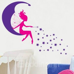 Fantastic Wonderful Moon Spirit and Stars Wall Sticker