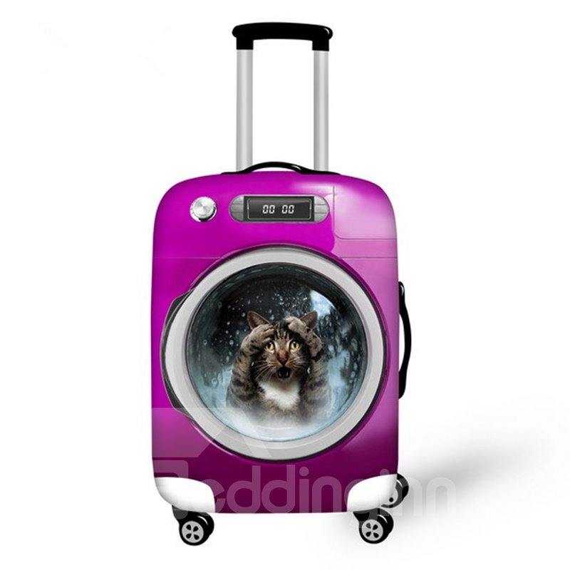 Unique Wash Machine with Cute Animals Pattern 3D Painted Luggage Cover - Image 13