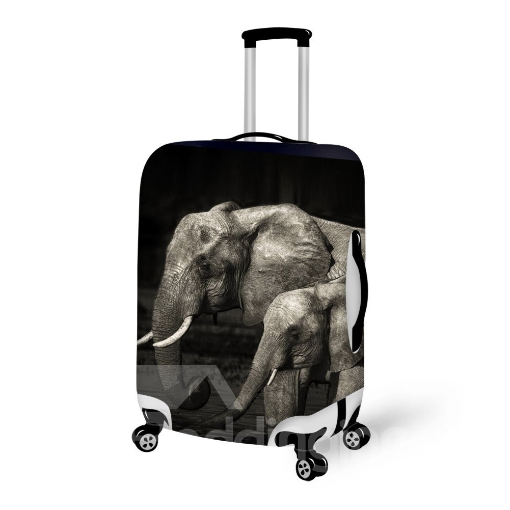 Unique Mommy Elephant And Baby Pattern 3D Painted Luggage Cover