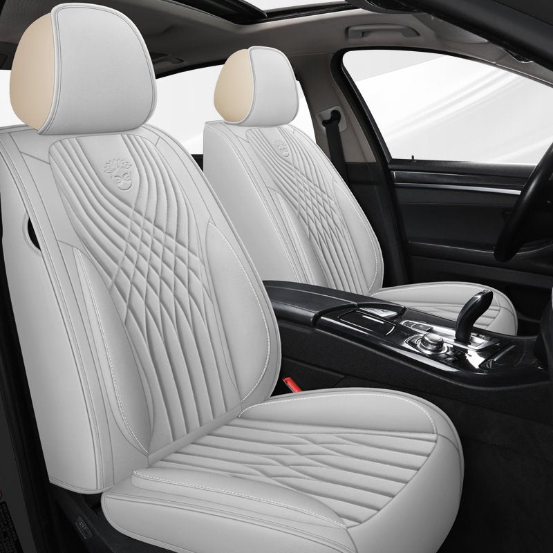 Sport Style 5 Seats Universal Fit Seat Covers Leather Color Block Cotton Seat Cover Airbag Compatible Automotive Vehicle Cushion Cover Universal Fit for Most Cars Auto Truck Van SUV - Image 2