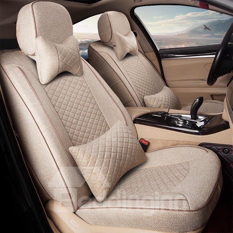 Sports Style Plaid with Trims Design Custom Car Seat Cover - Image 4