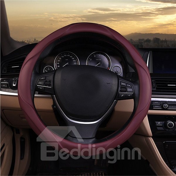 Three-Dimensional With Deep Lines Comfortable Leather Material Car Steering Wheel Cover Suitable for Most Round Steering Wheels