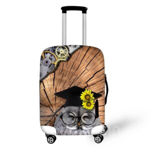 Dr. Owl Smile Floral 3D Pattern Suitcase Spandex Cover Protector for 20'' 24'' 28''
