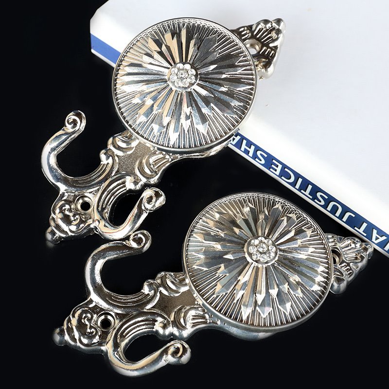 European Luxury Curtain Hooks Zinc Alloy Retro Wall Hooks Curtain Accessories Hardware Decorative Moire Metal 1 Pair Curtain Wall Hook