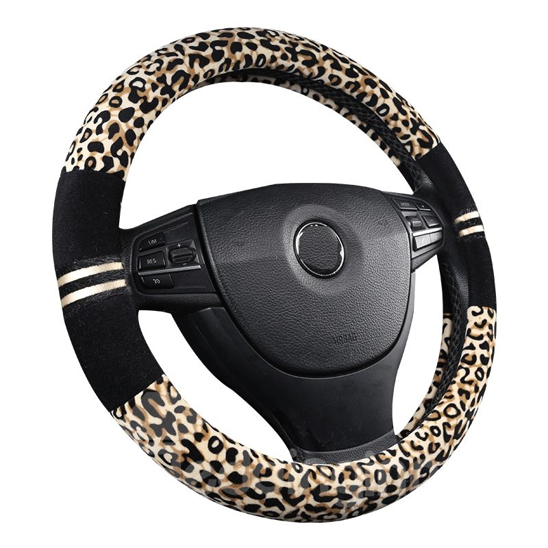 Pantherine Pattern Elegant Splicing Processing Car Steering Wheel Cover - Image 3