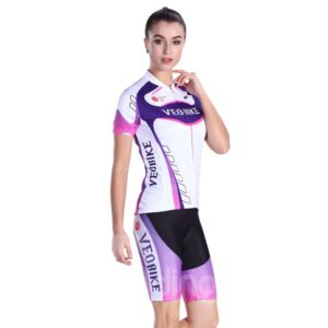 Purple Pattern 3D Padded Pants Short Sleeve Women's Cycling Jersey