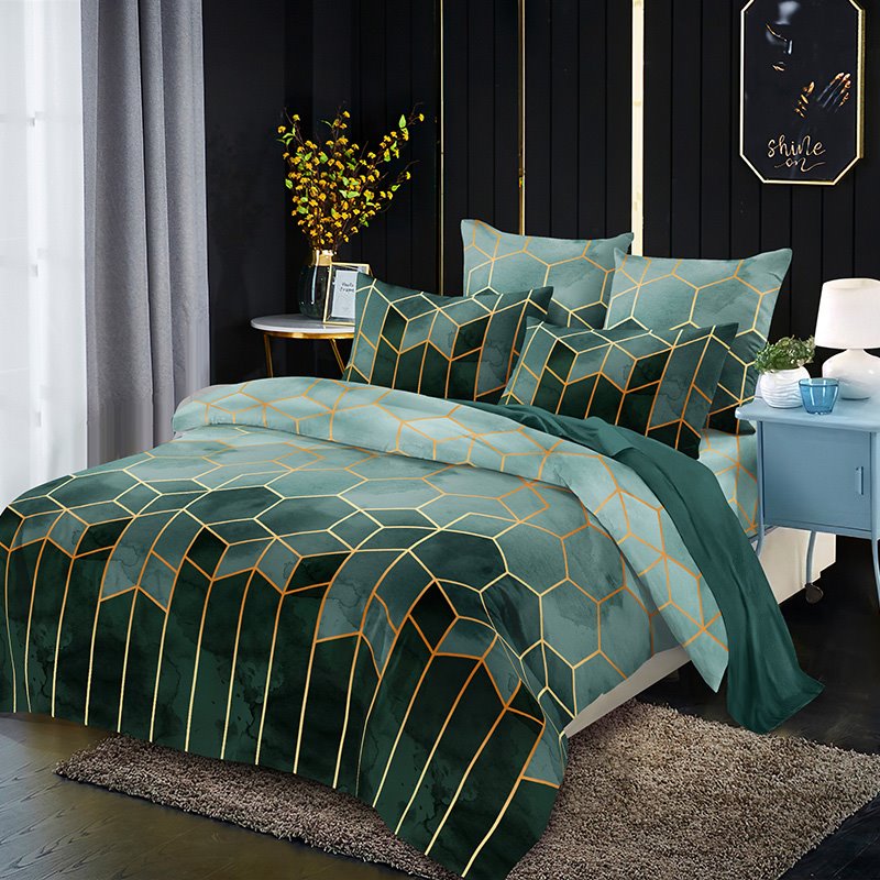 Simple Diamond Geometric Three-Piece Set Reactive Printing Duvet Cover Set Endurable Skin-friendly All-Season - Image 19