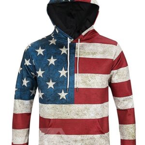 Long Sleeve American Flag Pattern 3D Painted Hoodie