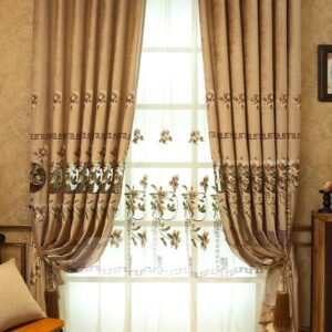 Noble and Cozy Yellow Thick Polyester 2 Panels Living Room and Bedroom Sheer Curtain