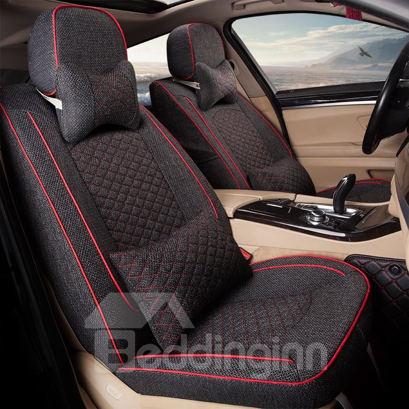 Sports Style Plaid with Trims Design Custom Car Seat Cover - Image 5