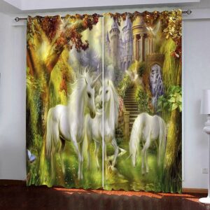 3D Room Darkening Blackout and Decorative Curtains with Disney Castle Design 200g/m2 Thick Shading Polyester No Pilling No Fading No off-lining Machine Washable